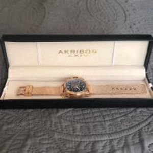 Akribos XXIV Rose Tone‎ conquerer series Men’s Watch NIB